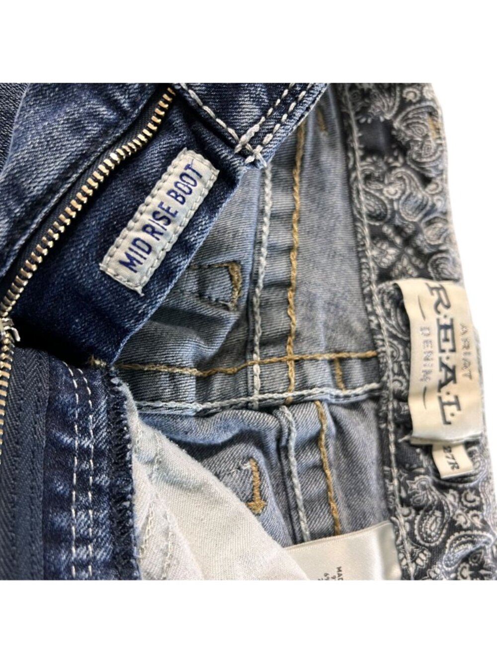 Ariat Womens Mid Rise Bootcut Jeans 27R Denim Stitch Embroidered Pocket Cowgirl - Picture 4 of 16